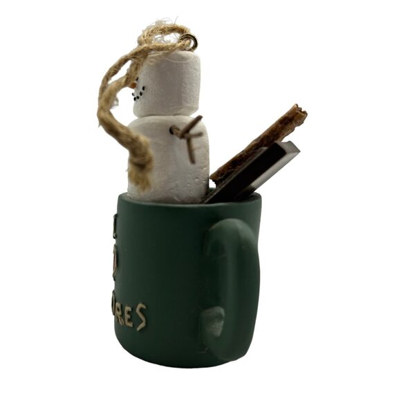The Original S'mores 3" I Heart S'mores Camping Coffee Cup Snowman Ornament Gift - Picture 3 of 6